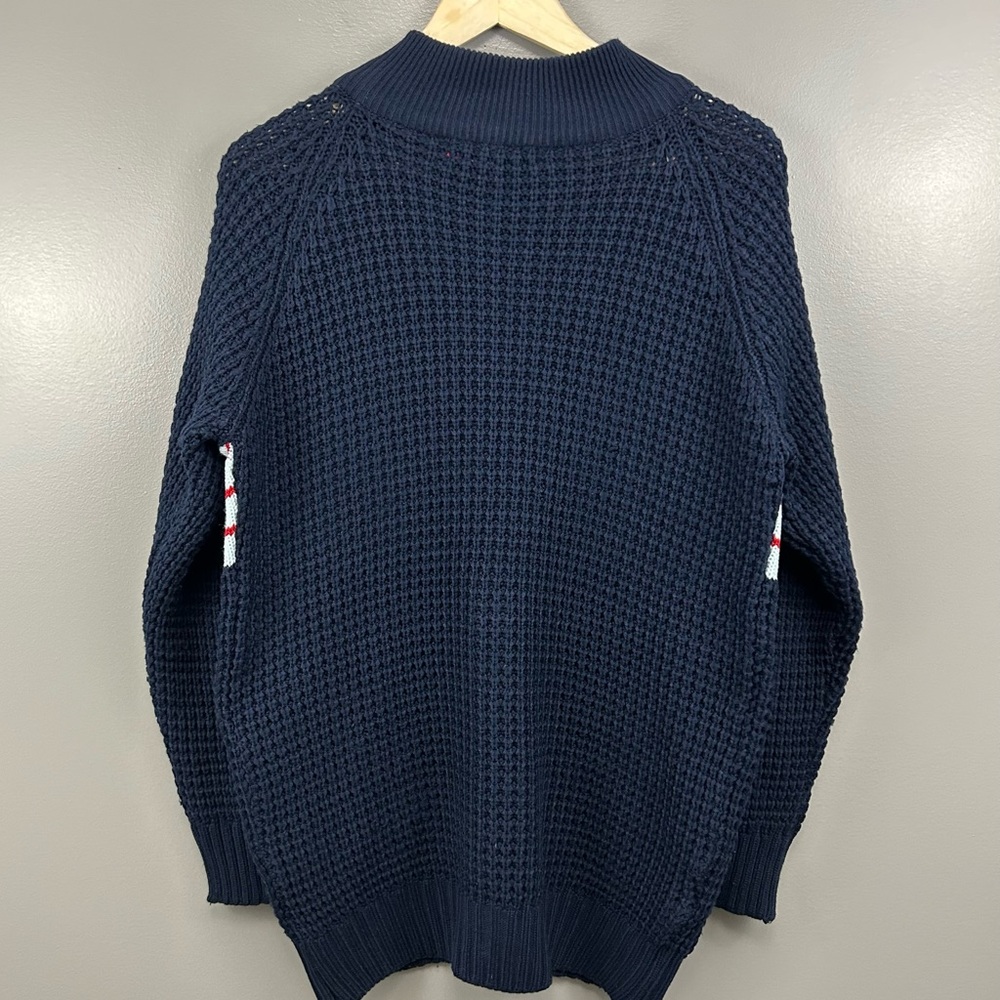 Bokura Jeans Argentina Navy Blue Wool Blend Knit Zip-Up Sweater Size Medium - Picture 8 of 12